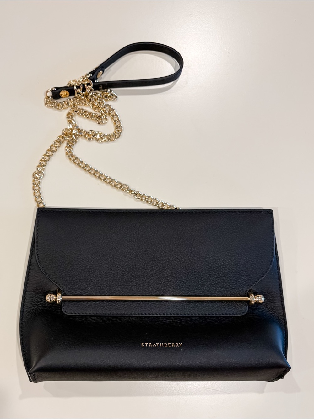 Strathberry Black Leather Stylist Crossbody & Clutch - Picture 2 of 9